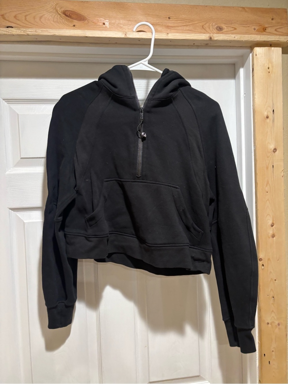 lululemon athletica Black Cropped Hooded Half-Zip Sweatshirt